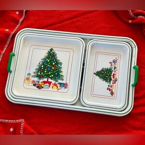Vintage Christmas melamine serving trays